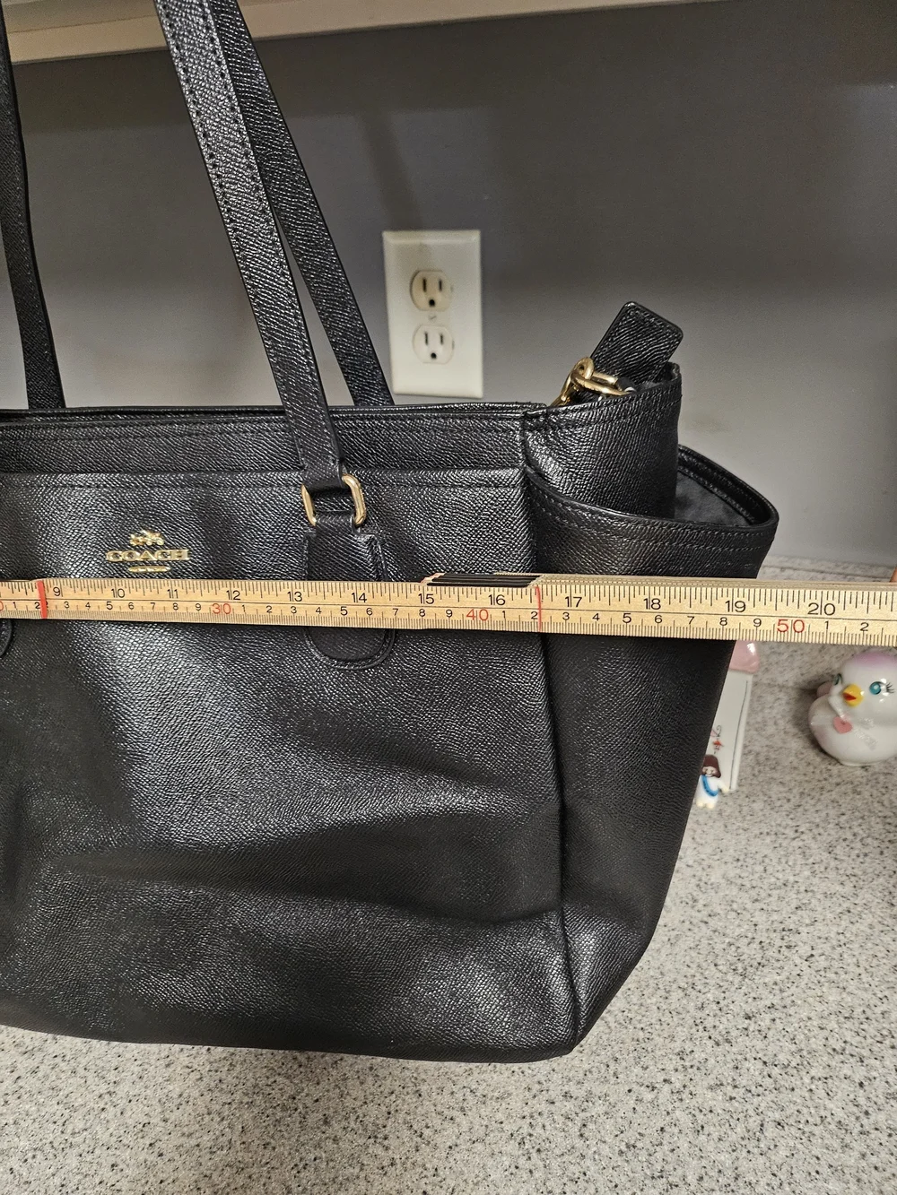 Coach Black Leather Tote Baby Bag - Classic Everyday Shoulder Bag